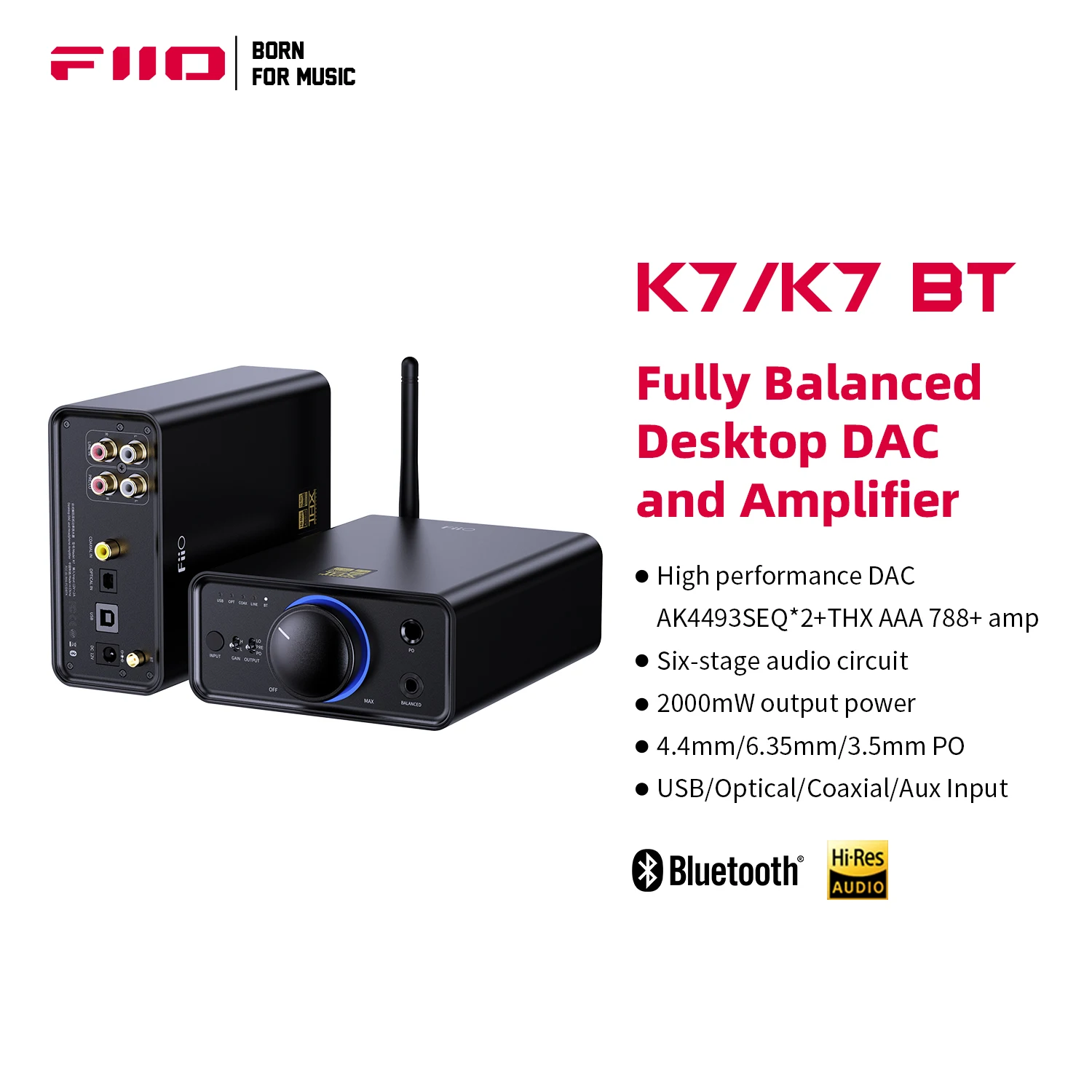 FiiO K7 밸런스드 HiFi DAC 헤드폰 앰프