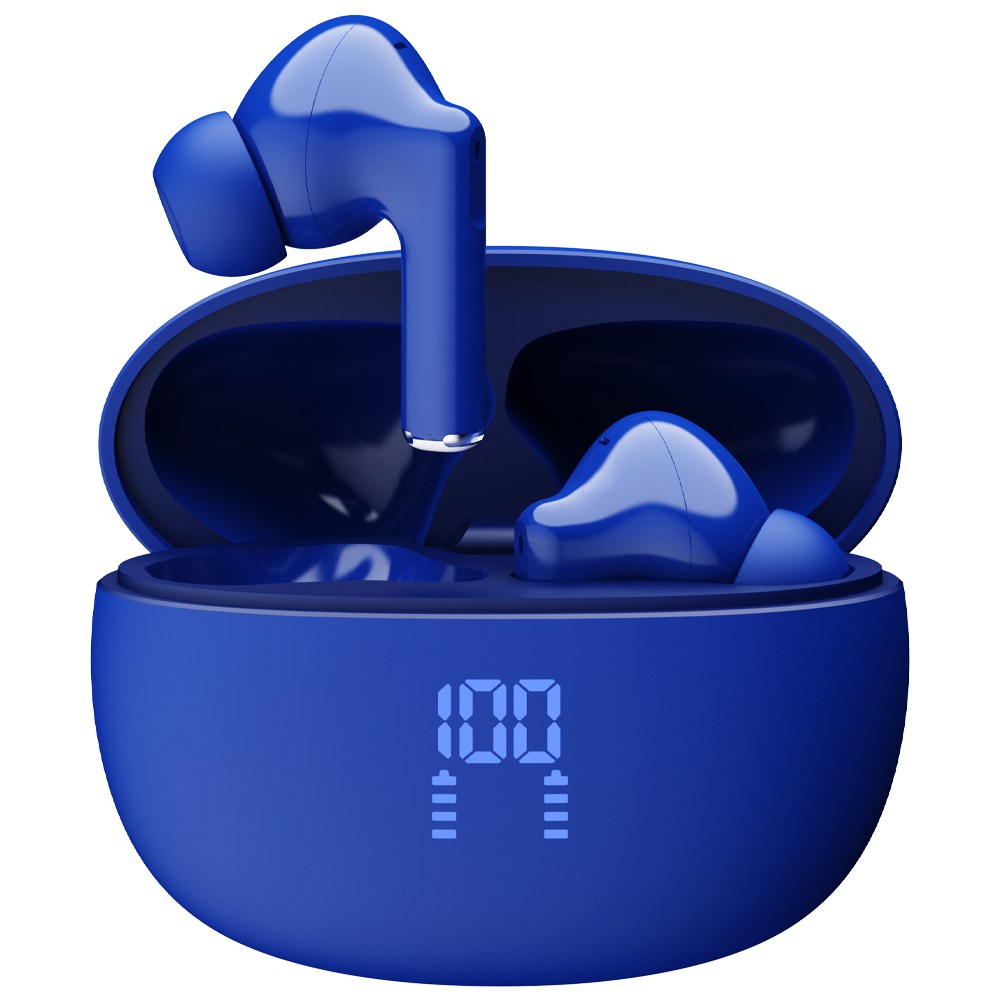 프랑스 톰슨 ENC 노이즈 캔슬링 LED 블루투스 6.0 이어폰 무선 방수, 블루 TBE-201B