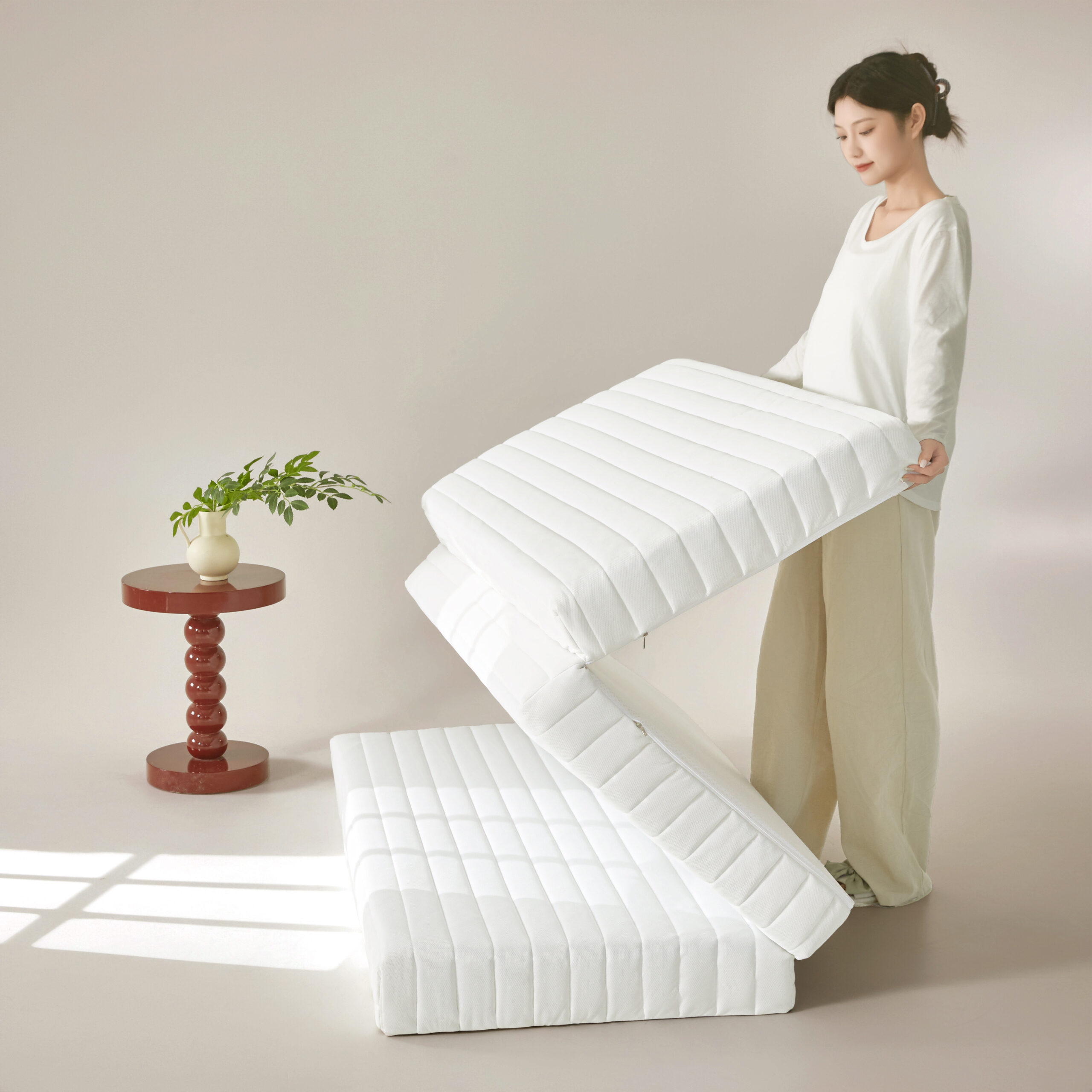 Lumi 3단 접이식 메모리폼 매트리스 휴대용 캠핑 8CM/12CM/15CM 고탄력 편안한 수면 매트리스