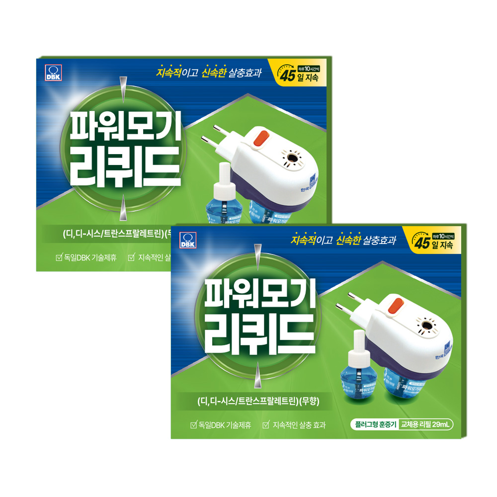 킬파프 파워 리퀴드 액체 전자 모기향 전기 모기약 액상 훈증기 리필액 세트 1+1, 2개