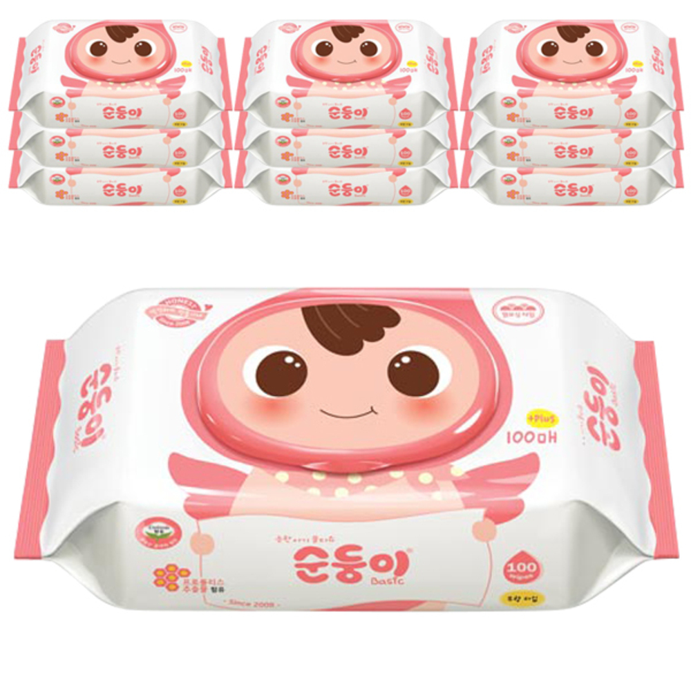 순둥이 베이직 무향 유아물티슈 캡형