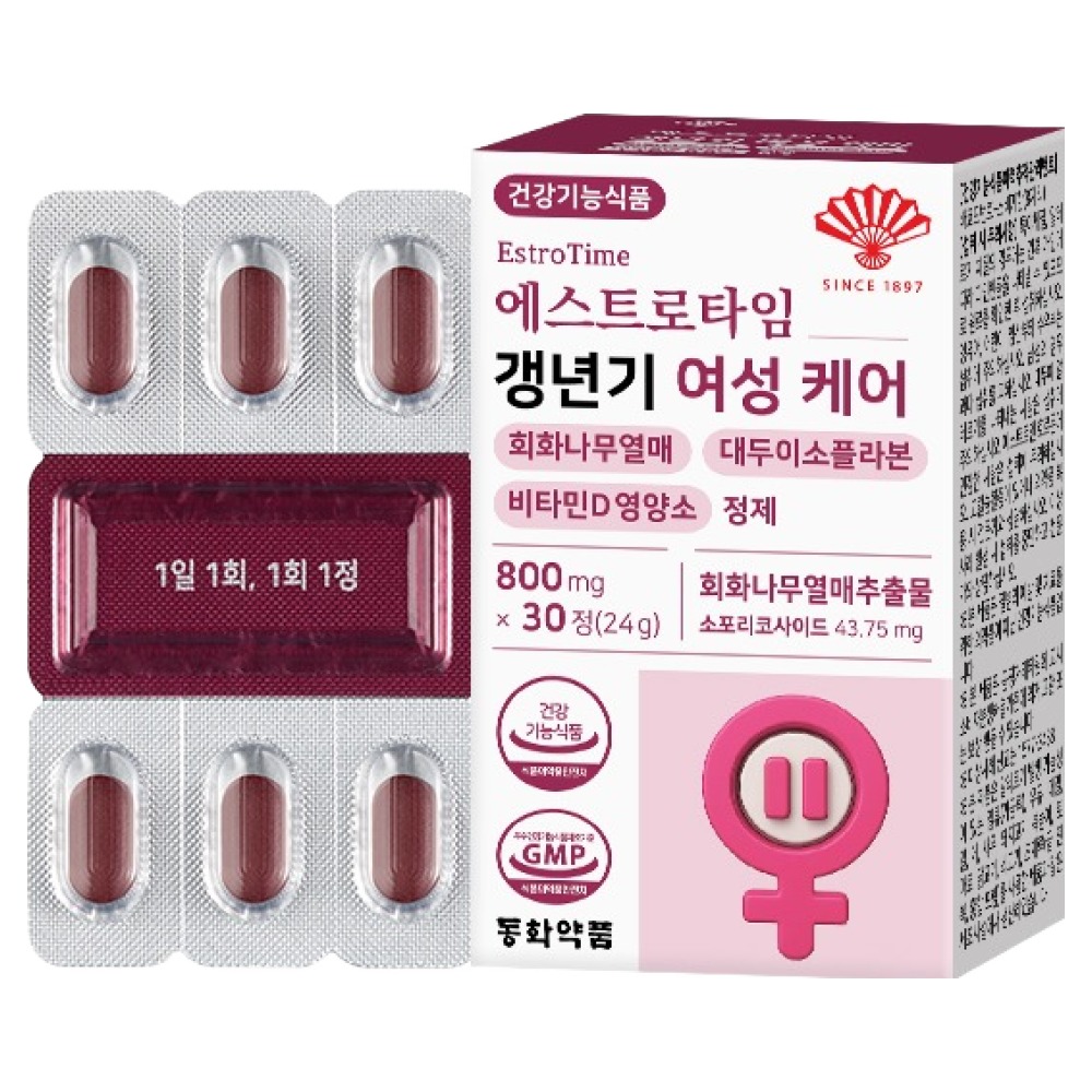 동화약품 에스트로타임 갱년기 여성 케어 회화나무열매 대두이소플라본 비타민D 영양제