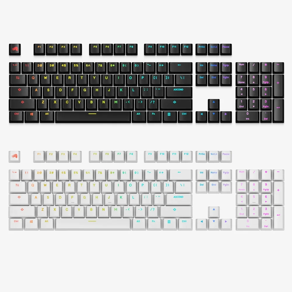 Glorious GPBT Backlit RGB 투과 키캡 세트 블랙 화이트