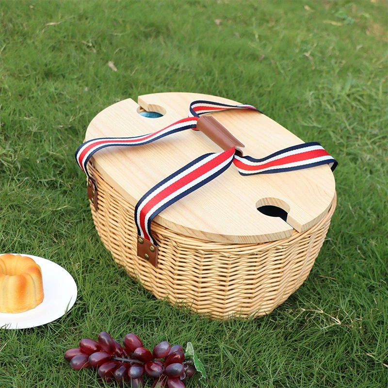 리틀보트 천연라탄 보냉 피크닉 바구니 접이식 테이블