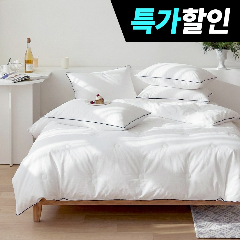 국내제조 띵스룸 블랙라인 100수 순면 항진드기 향균 옥수수솜 호텔 차렵이불 세트