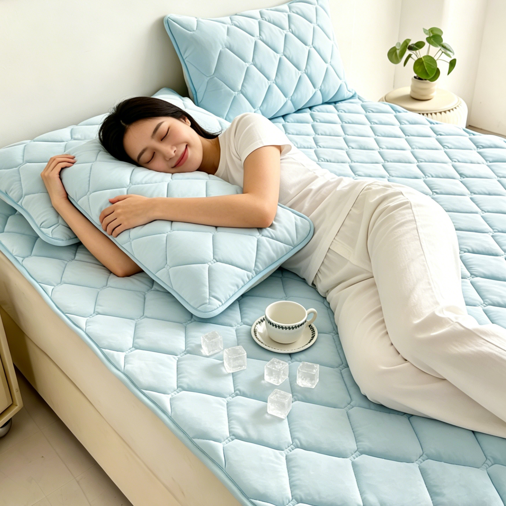 아리엘노 여름 시원한 냉감패드 쿨링 침대패드 쿨매트 고정밴드형, 쿨매트, 아이스블루