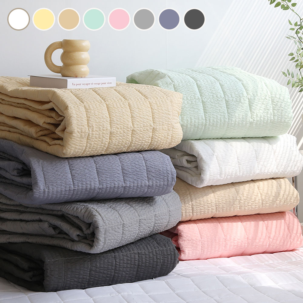 코니크 시원한 시어서커 고정밴드 여름 침대패드 이불패드8COLOR, 모노 차콜