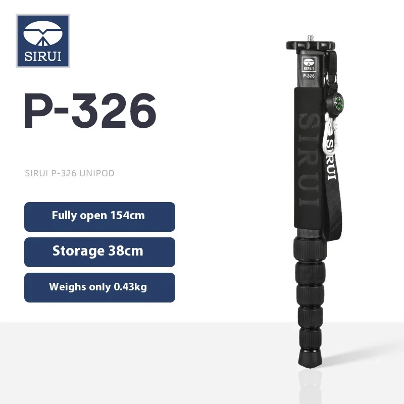 SIRUI P-326 P326 휴대용 삼각대 탄소 섬유 모노 포드 Iphone 용 Sumsang 디지털 카메라 삼각대 Canon Nikon Sony For Gropo