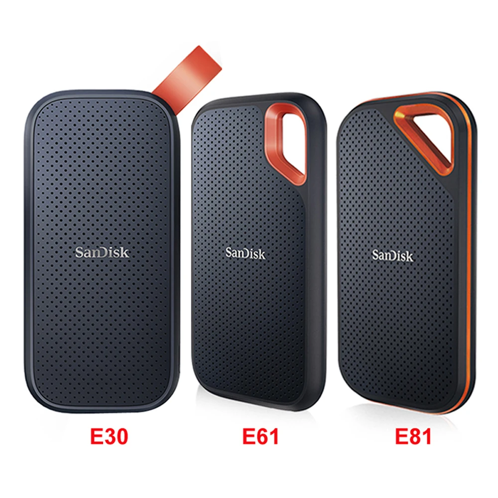 SanDisk SSD E30 E61 E81 Extreme PRO 4TB 2TB 1TB USB 3.2 Gen 2 Type-A/C 휴대용 외장 솔리드 스테이트 드라이브 NVME 하드 디스크