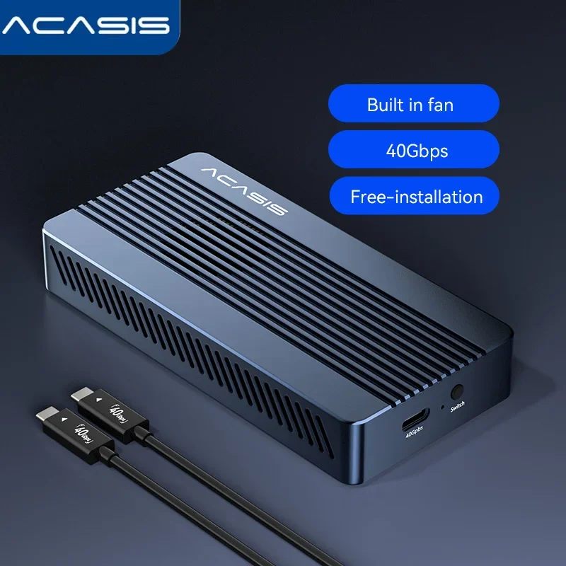 M.2 NVMe용 냉각 팬이 장착된 Acasis 40Gbps USB4 SSD 인클로저 | Thunderbolt4/USB3.2/3.1/3.0/2.0 및 MacBook Pro/Mac Mini 및 노트북과 호환