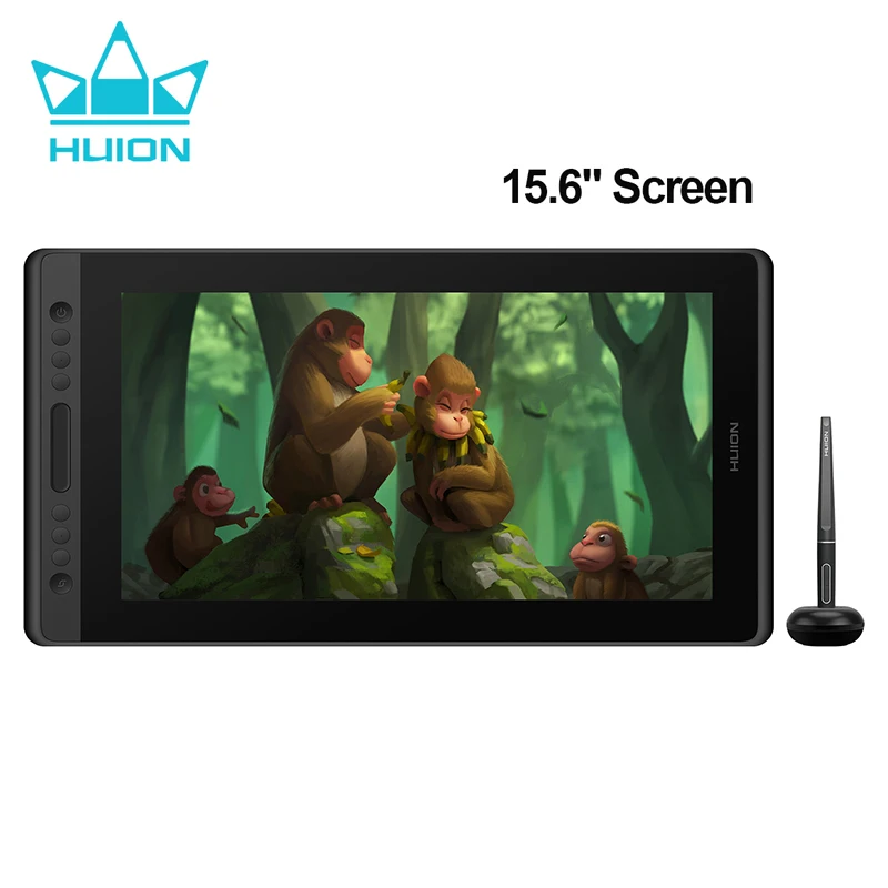 HUION Kamvas Pro 16 그래픽 태블릿 모니터 120%sRGB 그래픽펜 태블릿 모니터 15.6형 화면(8192레벨 기울기 기능 배터리 없는 디지털 펜 단축키 터치스크린으로 Mac, Windows 및 Linux 지원