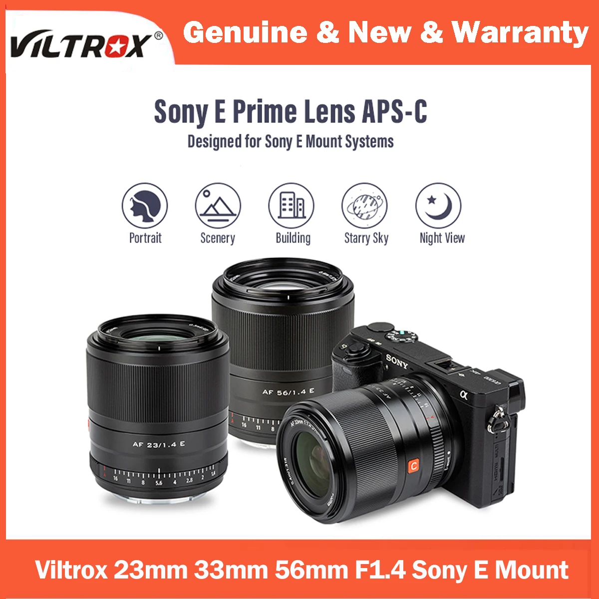 Viltrox 23mm 33mm 56mm F1.4 소니 E 마운트 대구경 인물 사진 APS-C AF 렌즈 (소니 E-마운트 ZV-E10 a7 a6600 A7R A7IV A9II 용)