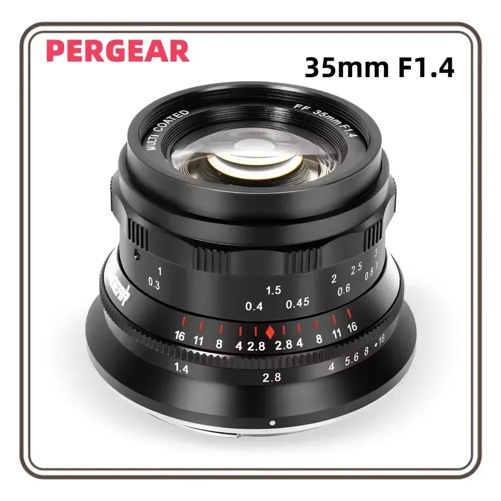 PERGEAR 35mm F1.4 풀 프레임 수동 초점 렌즈 Sony E Canon RF Nikon Z L-마운트 카메라 A7 A7II A7III A7R A7RII와 호환 가능