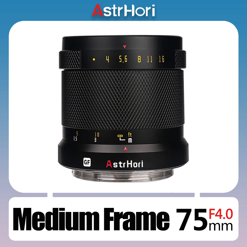 AstrHori 중형 포맷 75mm F4 수동 초점 카메라 렌즈(후지필름 GFX50S GFX5OR GFX100 GFX100S용)