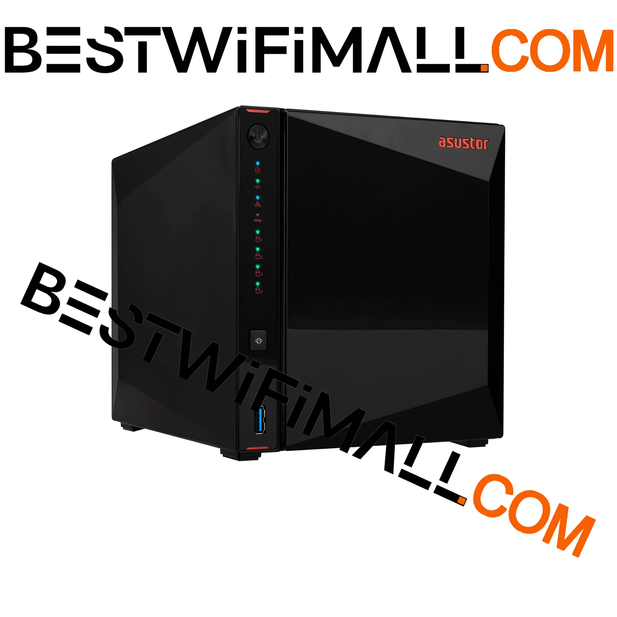 ASUSTOR AS5404T 4베이 NAS 인텔 쿼드코어 2GHz CPU 4xM.2 NVMe SSD 슬롯 2x2.5G 포트 4G DDR4 RAM 네트워크 연결 스토리지 디스크리스
