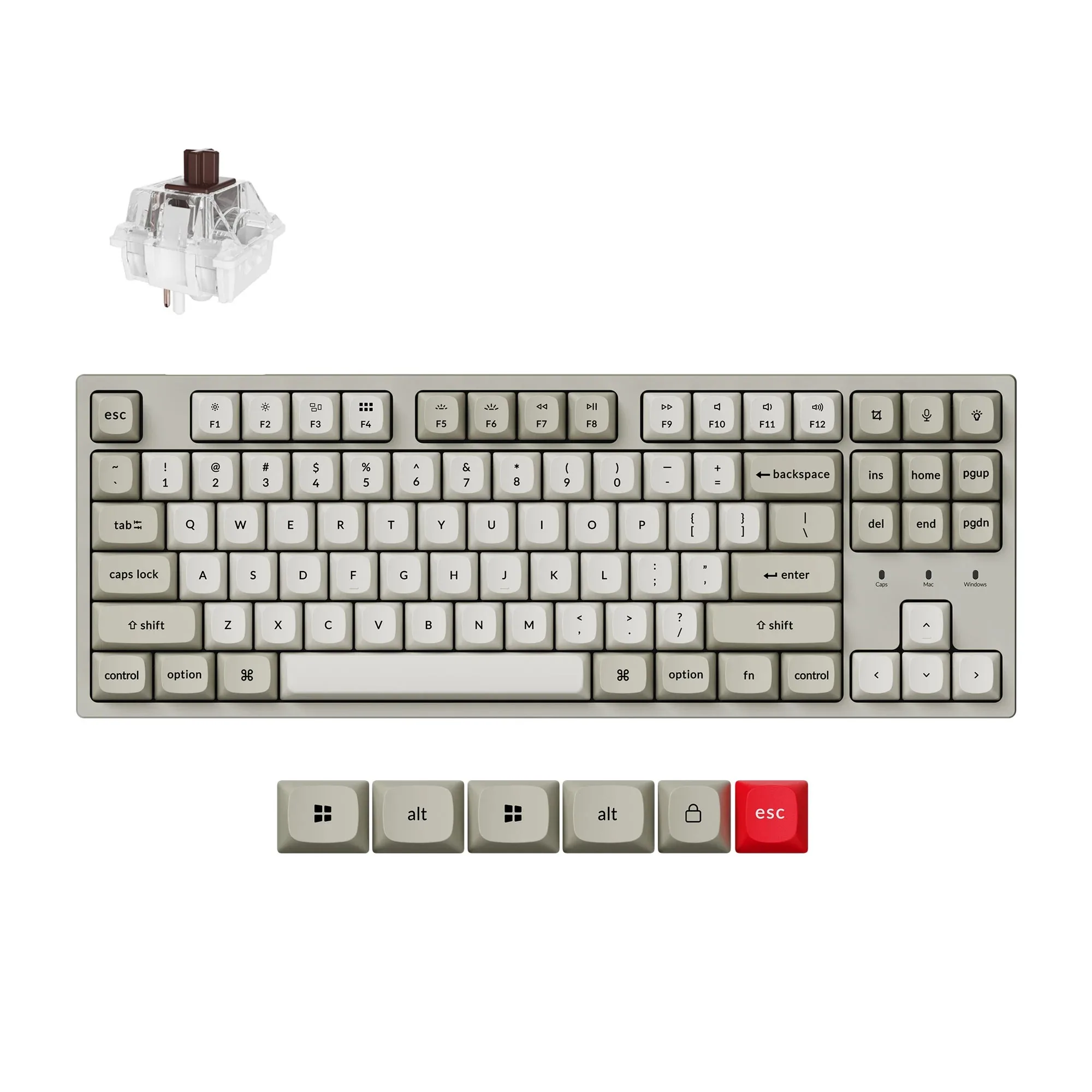 Keychron C1 Pro 8K QMK 유선 맞춤형 기계식 키보드 TKL 레이아웃 핫스왑 가능 PBT 키캡