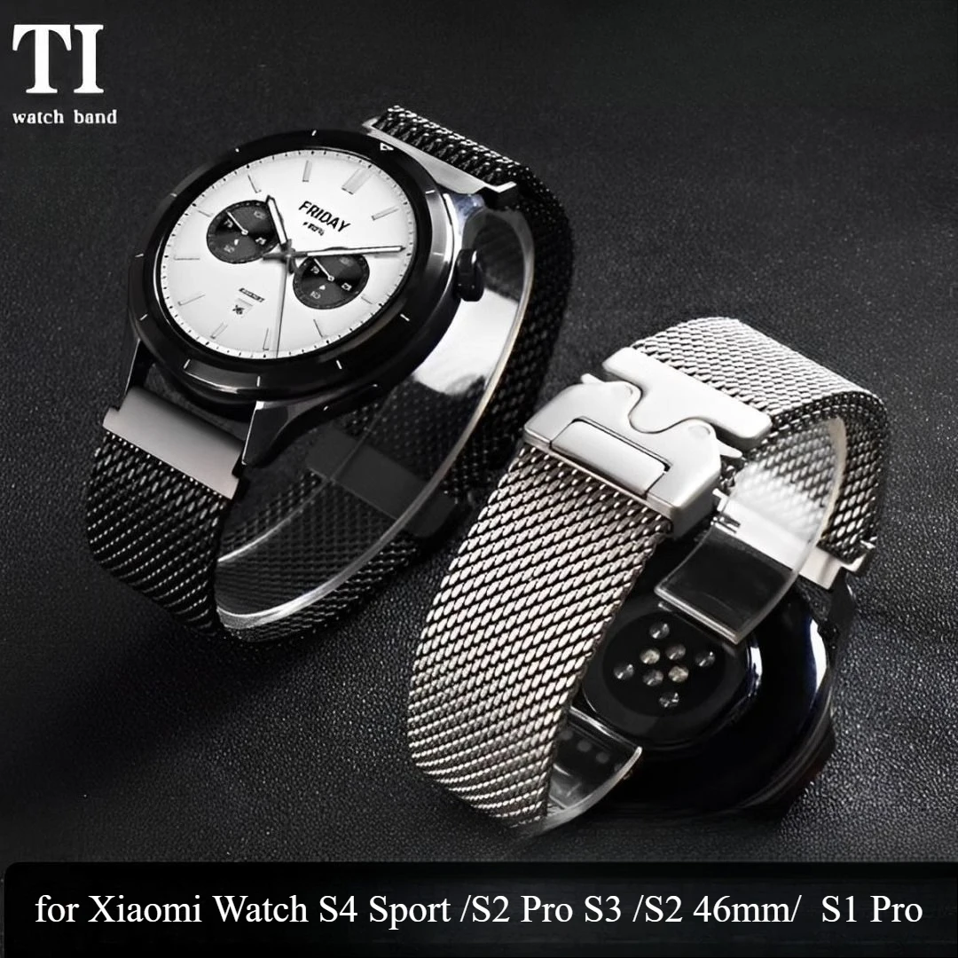 Xiaomi Watch S4 스포츠 시계 밴드 낙하산 버클 S3 스포츠 스트랩을위한 새로운 밀라노 티타늄 금속 손목 밴드
