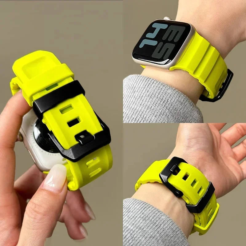 Apple Watch Ultra 2 10 9 8 7 6 SE 5 4 iWatch 용 티타늄 금속 팔찌 스트랩 용 스포츠 실리콘 밴드 42mm 44mm 45mm 46mm 49mm