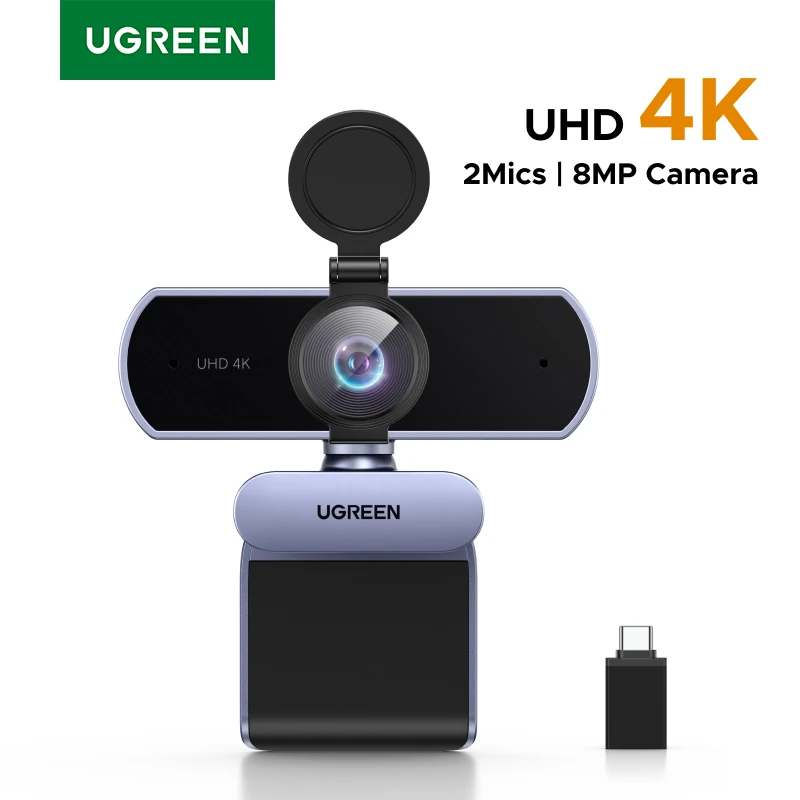 【RU】UGREEN USB 4K 2K 1080P HD 미니 웹캠 유튜브 영상 통화용 듀얼 마이크