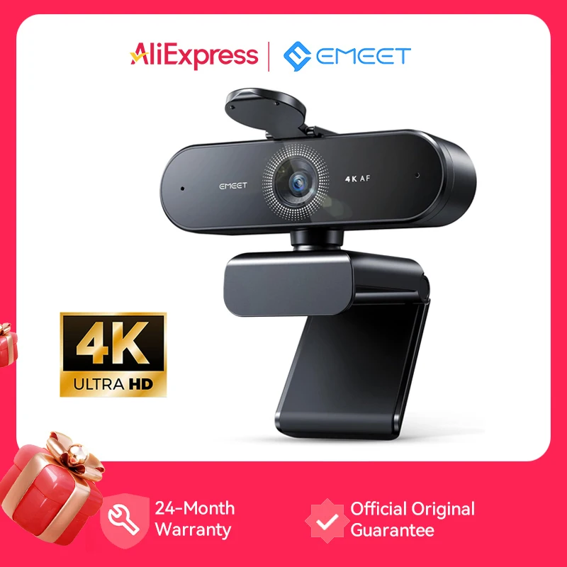 4K 웹캠 1080P 60fps 미니 비디오 카메라, PC용 자동 초점 컴퓨터 웹캠 EMEET Nova USB 카메라, ZOOM 회의/미팅용 듀얼 마이크 포함